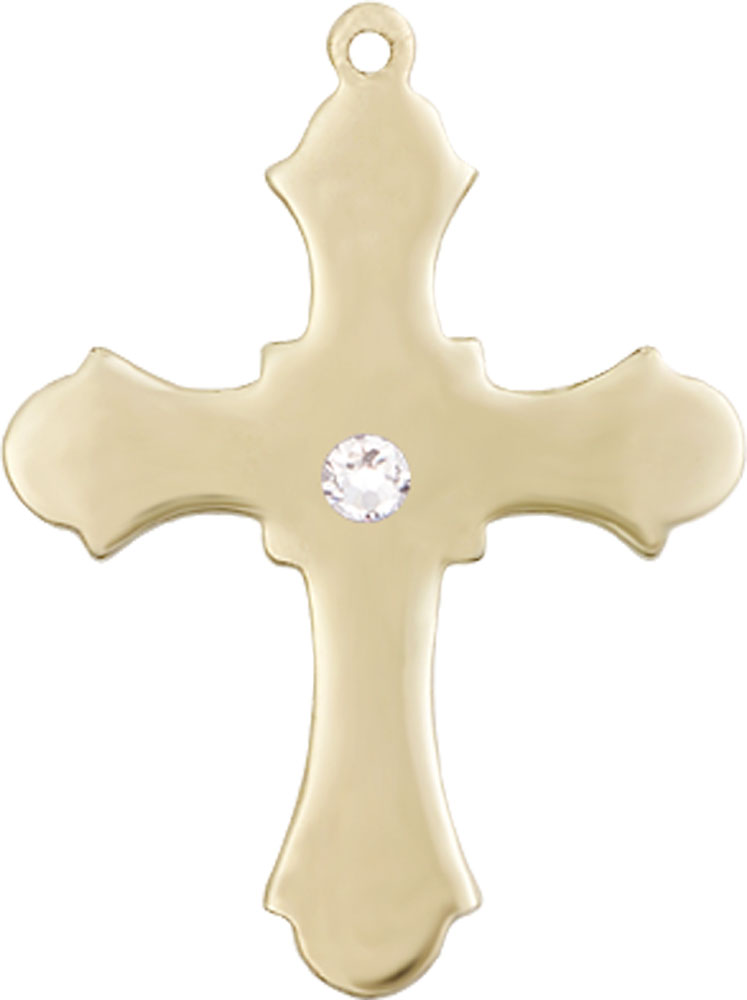 14kt Gold Filled Cross Medal with a 3mm Crystal Swarovski stone