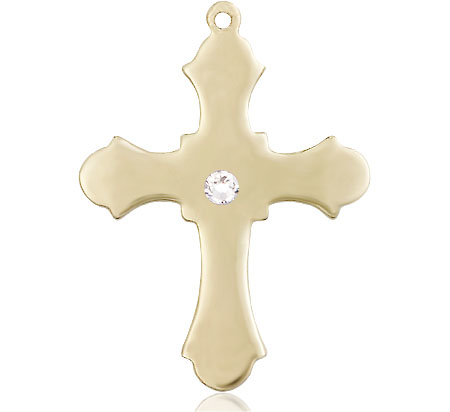 14kt Gold Filled Cross Medal with a 3mm Crystal Swarovski stone