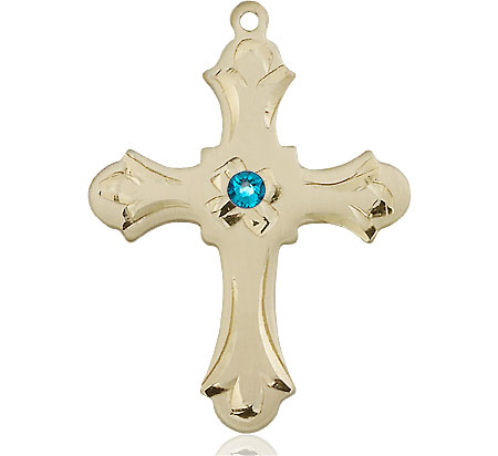 14kt Gold Filled Cross Medal with a 3mm Zircon Swarovski stone