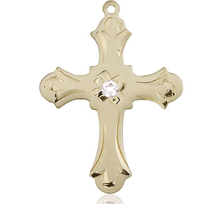 14kt Gold Filled Cross Medal with a 3mm Crystal Swarovski stone