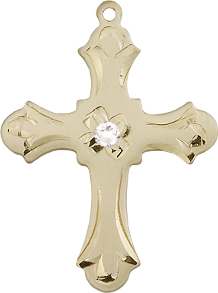 14kt Gold Filled Cross Medal with a 3mm Crystal Swarovski stone