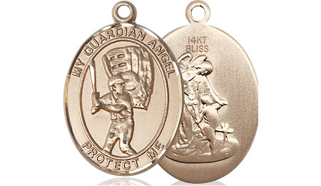 14kt Gold Guardian Angel Baseball Medal