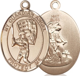 14kt Gold Guardian Angel Baseball Medal