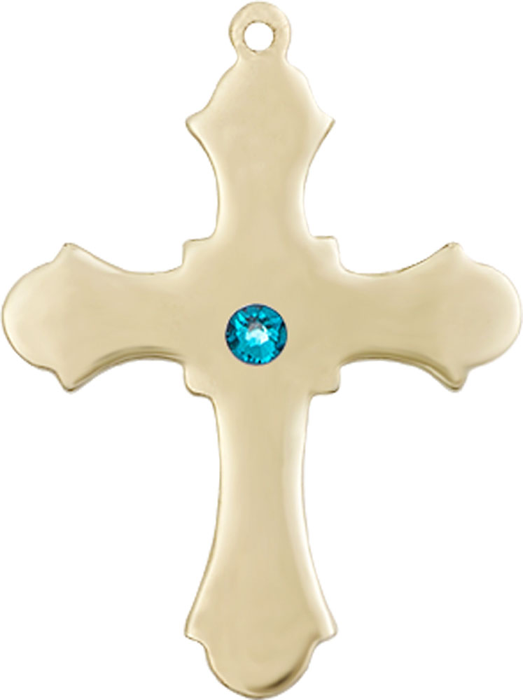 14kt Gold Cross Medal with a 3mm Zircon Swarovski stone