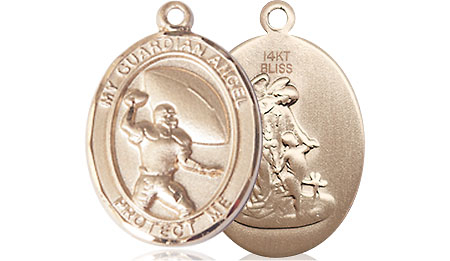 14kt Gold Guardian Angel Football Medal