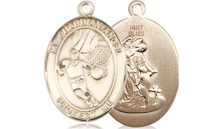 14kt Gold Guardian Angel Basketball Medal