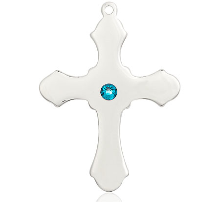 Sterling Silver Cross Medal with a 3mm Zircon Swarovski stone