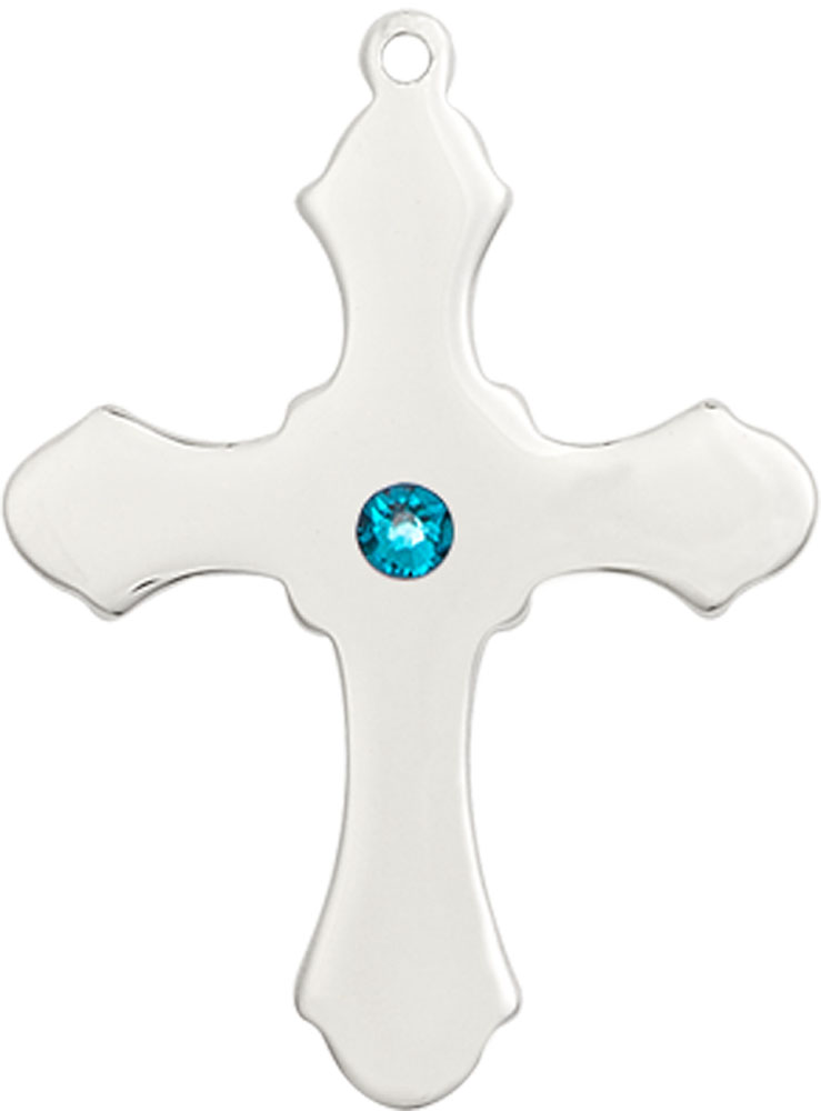 Sterling Silver Cross Medal with a 3mm Zircon Swarovski stone