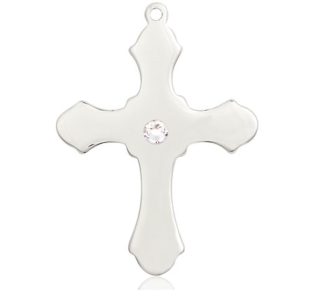 Sterling Silver Cross Medal with a 3mm Crystal Swarovski stone