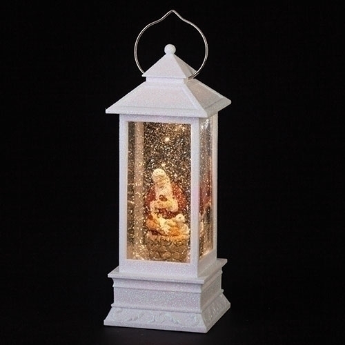 Lighted Santa in Swirl Lantern