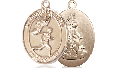 14kt Gold Guardian Angel Track&amp;Field-Men Medal