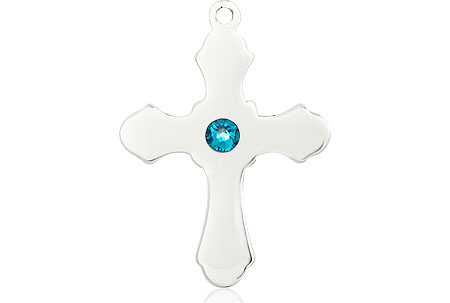 Sterling Silver Cross Medal with a 3mm Zircon Swarovski stone