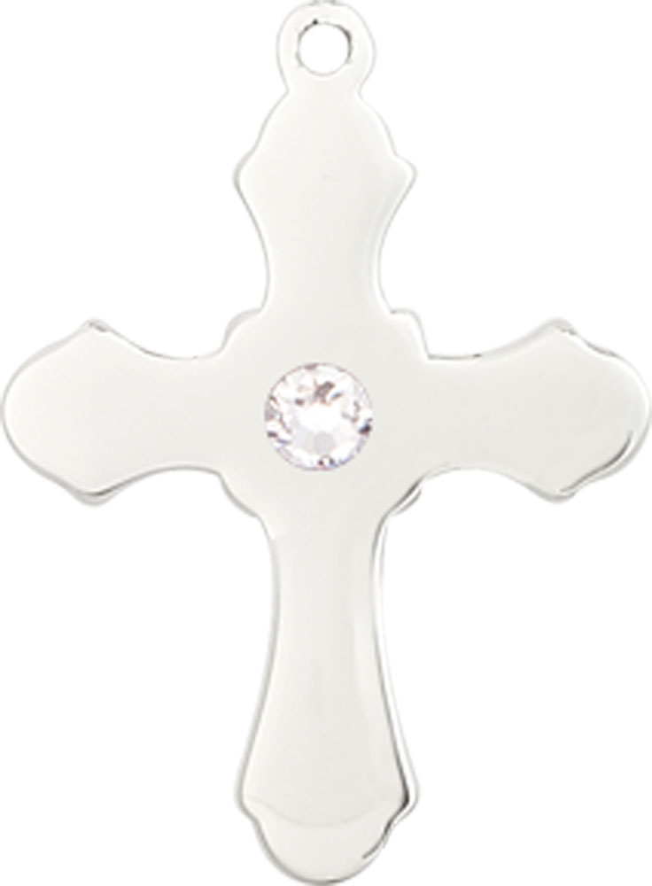 Sterling Silver Cross Medal with a 3mm Crystal Swarovski stone