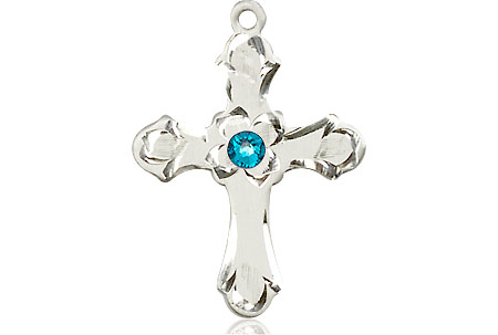 Sterling Silver Cross Medal with a 3mm Zircon Swarovski stone