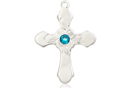 Sterling Silver Cross Medal with a 3mm Zircon Swarovski stone