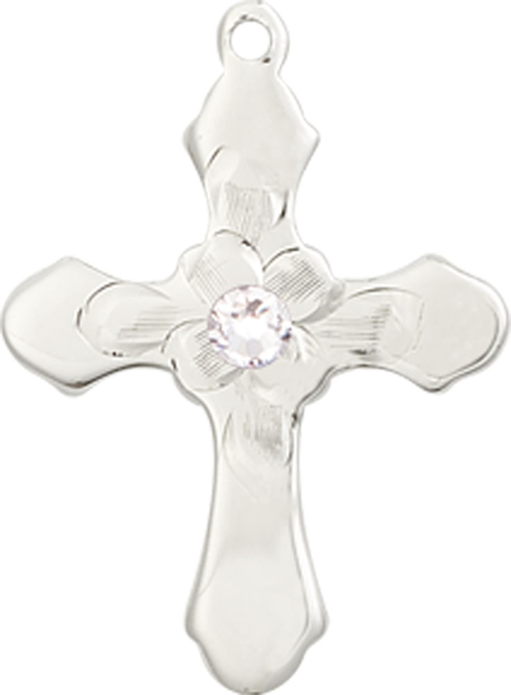 Sterling Silver Cross Medal with a 3mm Crystal Swarovski stone