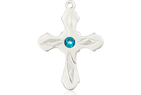 Sterling Silver Cross Medal with a 3mm Zircon Swarovski stone