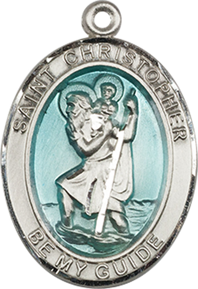 Sterling Silver Saint Christopher w/Epoxy Medal