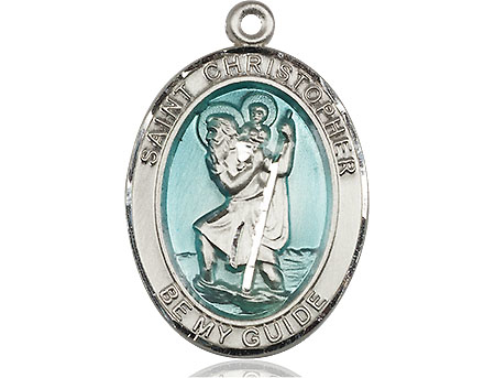 Sterling Silver Saint Christopher w/Epoxy Medal