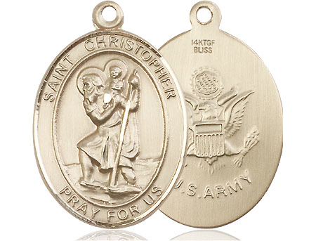 14kt Gold Filled Saint Christopher Army Medal