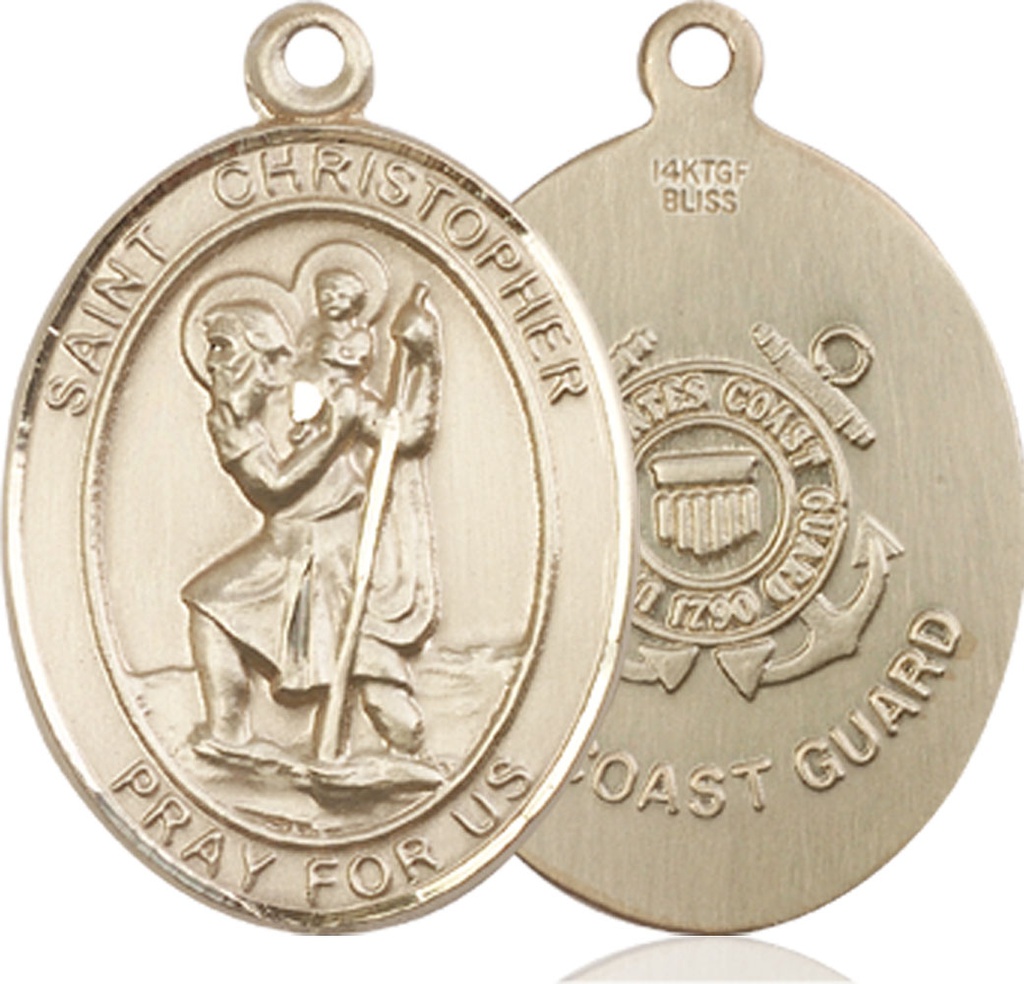 14kt Gold Filled Saint Christopher Coast Guard Medal