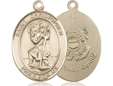 14kt Gold Filled Saint Christopher Coast Guard Medal