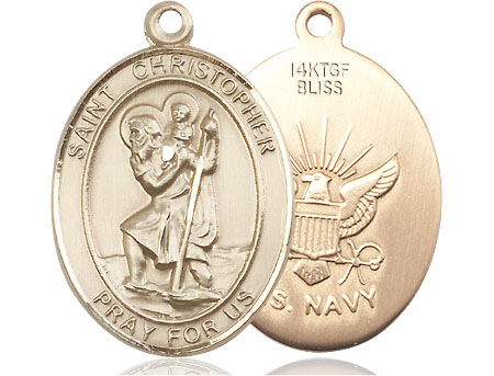 14kt Gold Filled Saint Christopher Navy Medal