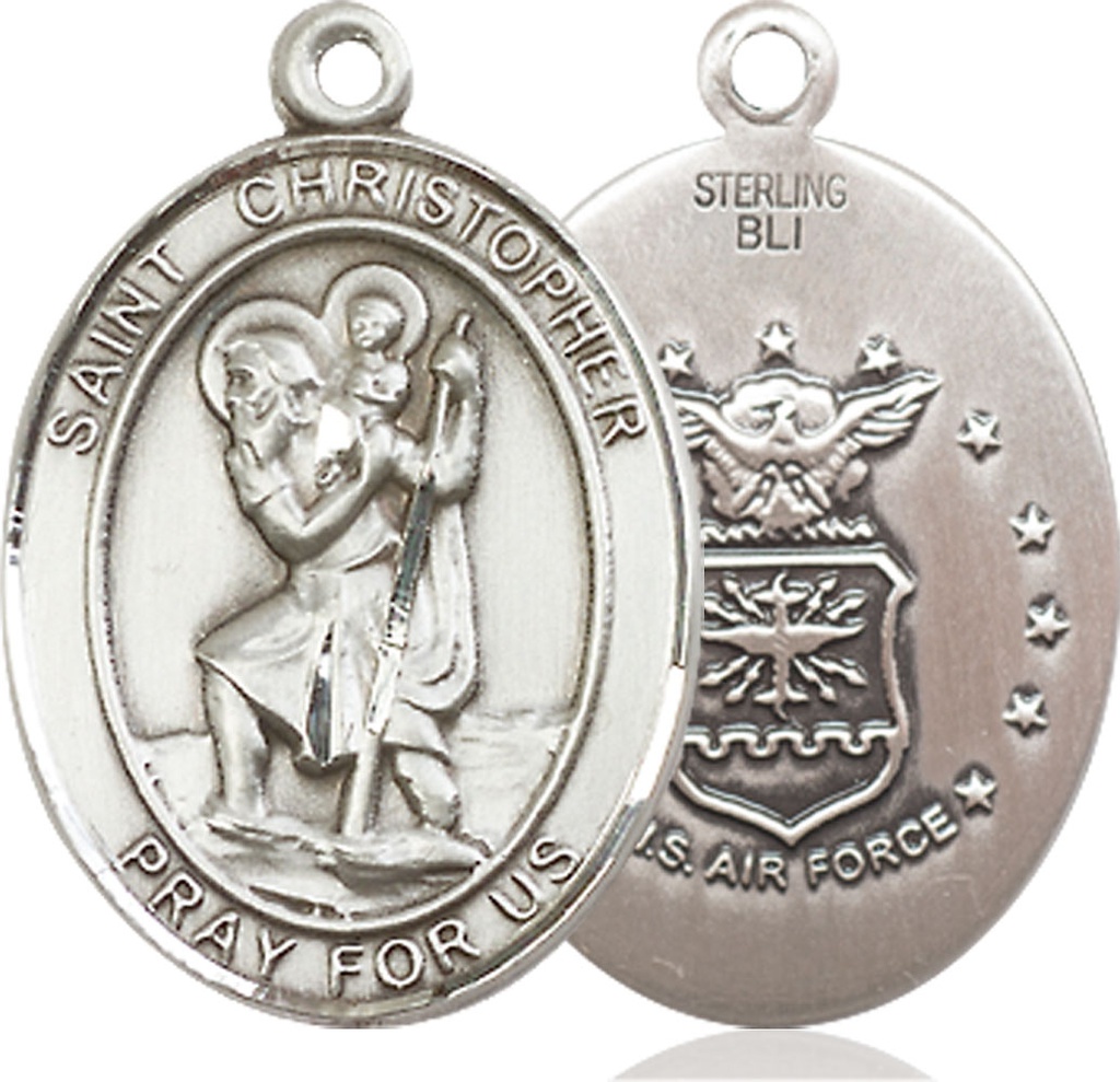 Sterling Silver Saint Christopher Air Force Medal