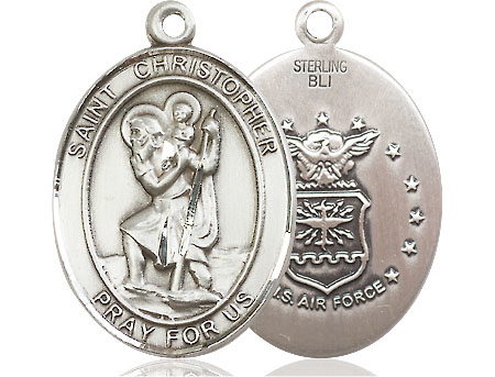 Sterling Silver Saint Christopher Air Force Medal