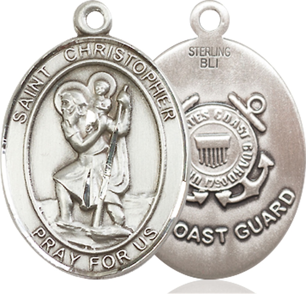 Sterling Silver Saint Christopher Coast Guard Medal