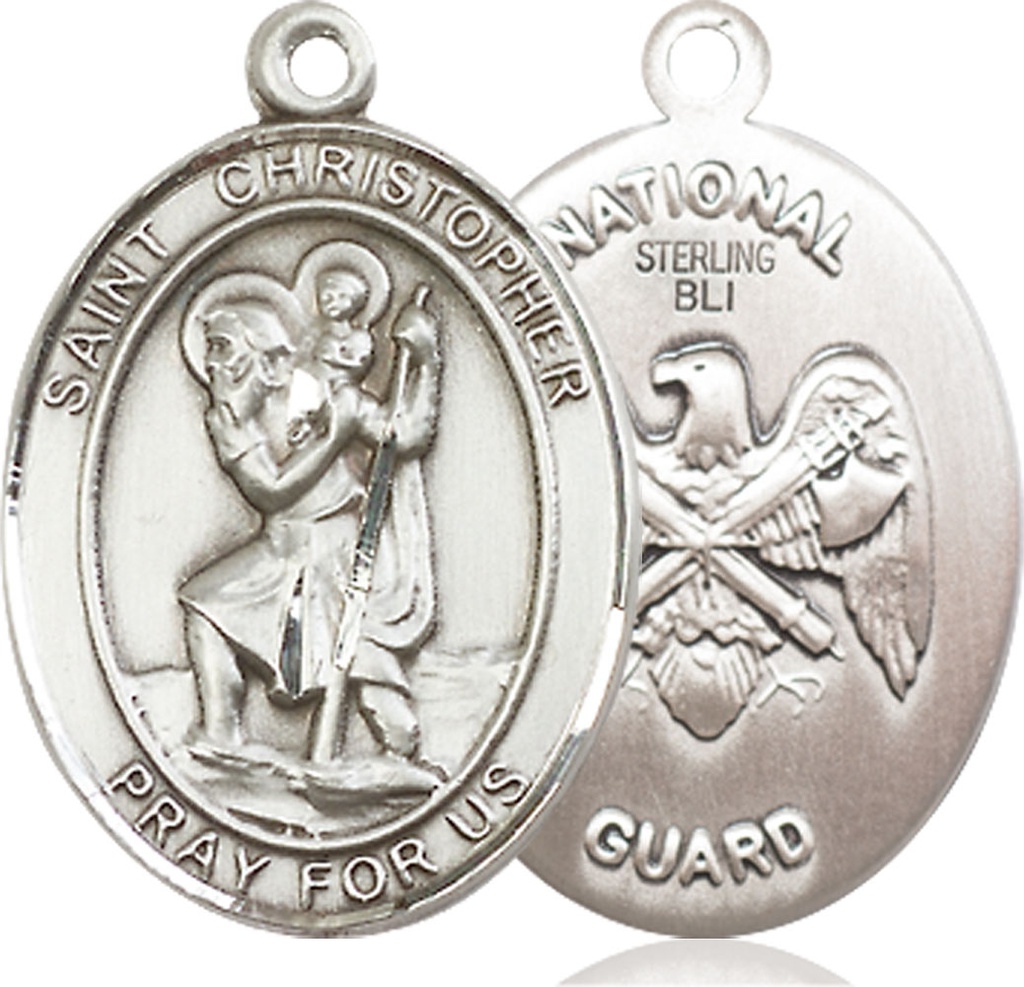 Sterling Silver Saint Christopher National Guard Medal