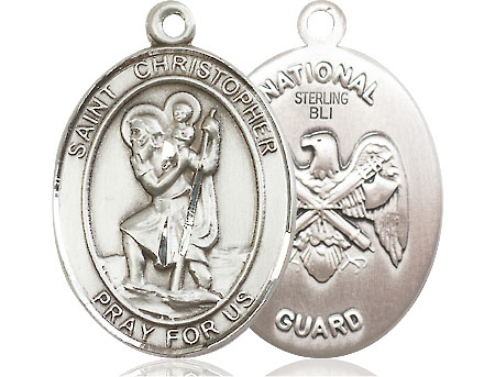 Sterling Silver Saint Christopher National Guard Medal