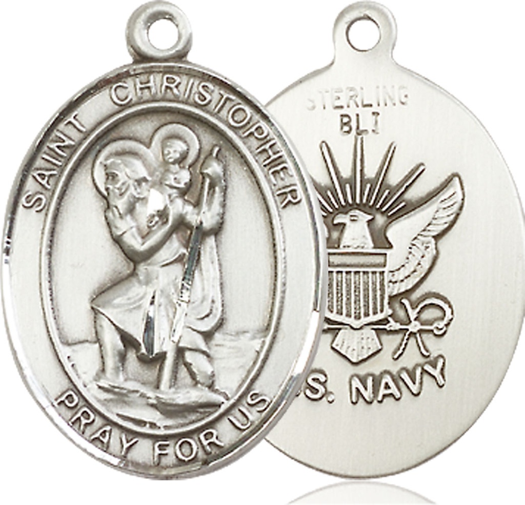 Sterling Silver Saint Christopher Navy Medal