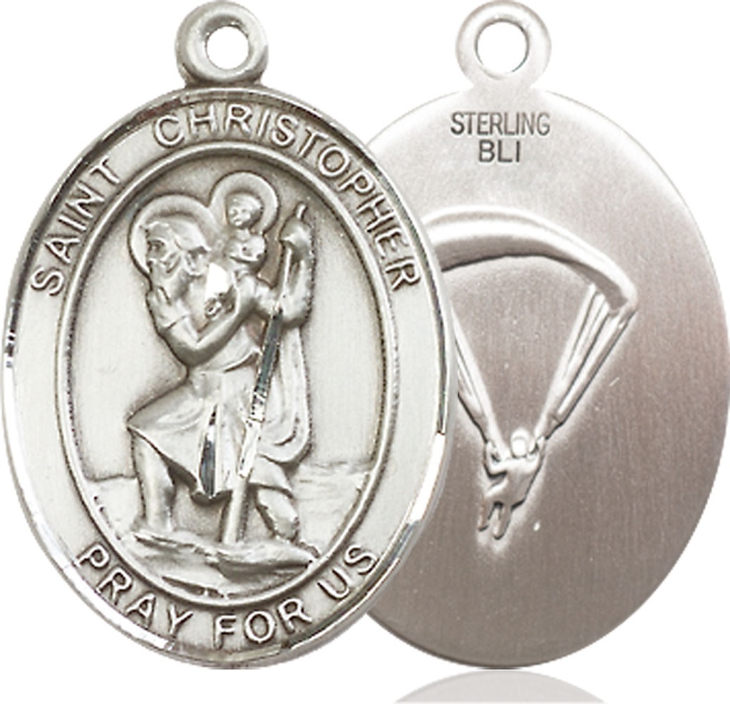 Sterling Silver Saint Christopher Paratrooper Medal