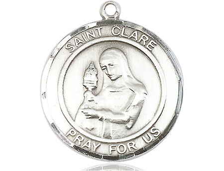 Sterling Silver Saint Clare of Assisi Medal