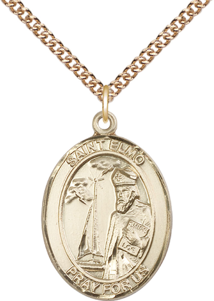 14kt Gold Filled Saint Elmo Pendant on a 24 inch Gold Filled Heavy Curb chain