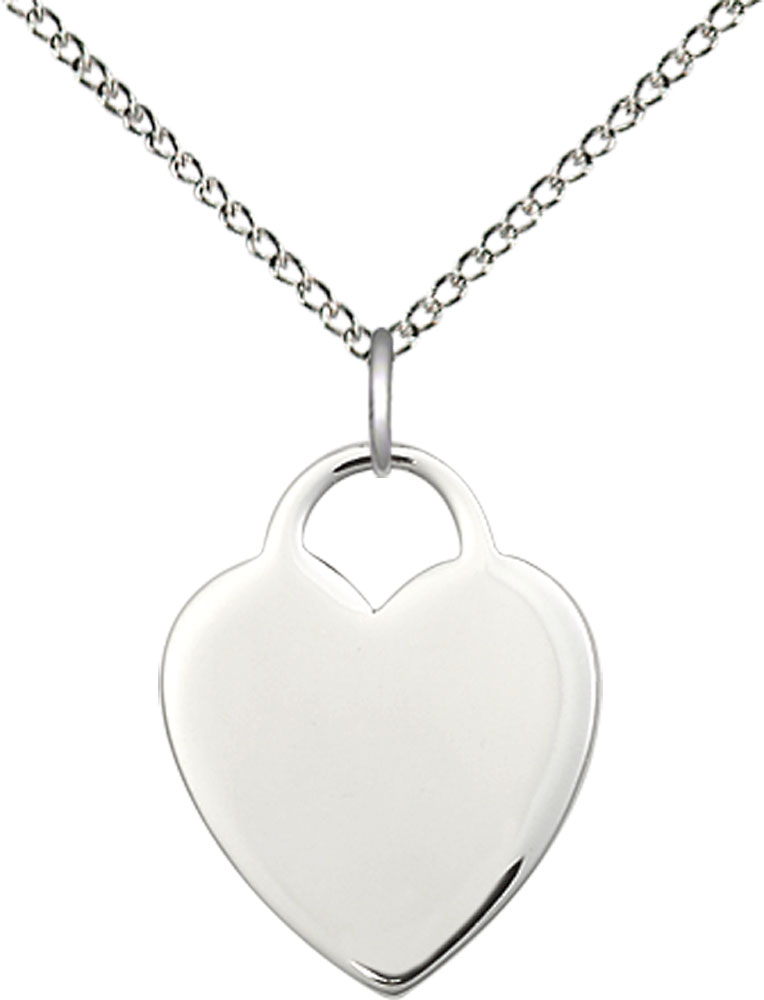 Sterling Silver Heart Pendant on a 18 inch Sterling Silver Light Curb chain