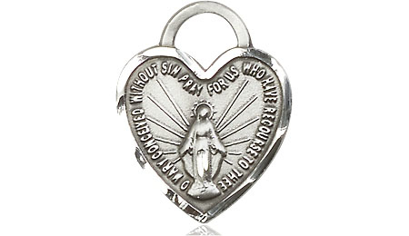 Sterling Silver Miraculous Heart Medal