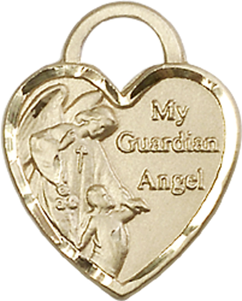 14kt Gold Filled Guardian Angel Heart Medal