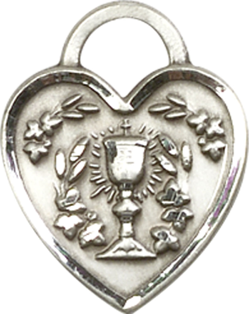 Sterling Silver Communion Heart Medal