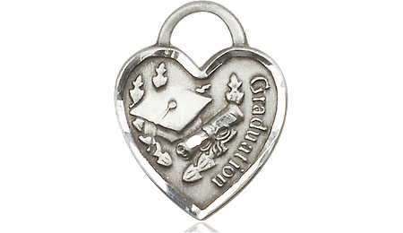 Sterling Silver Graduation Heart Medal