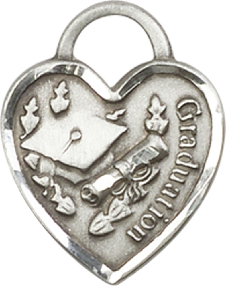 Sterling Silver Graduation Heart Medal