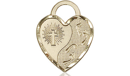 14kt Gold Filled Footprints Heart Medal