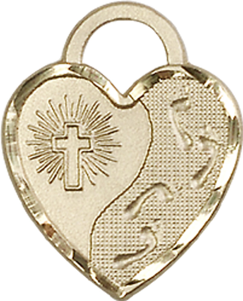 14kt Gold Footprints Heart Medal