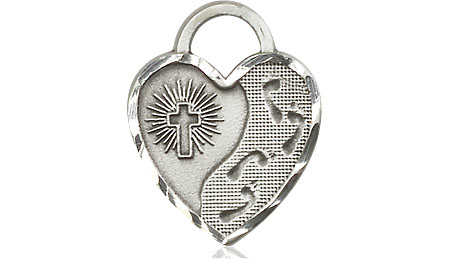 Sterling Silver Footprints Heart Medal