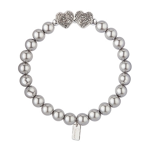 7"L Gray Mother Of 2 Bracelet - Stretch; Silver Gift Box