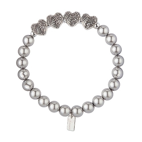 7"L Gray Mother Of 4 Bracelet - Stretch; Silver Gift Box