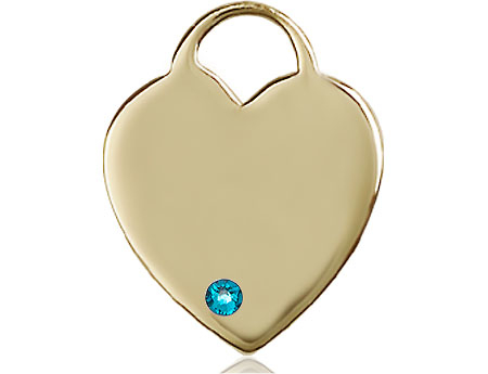 14kt Gold Heart Medal with a 3mm Zircon Swarovski stone