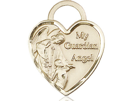 14kt Gold Filled Guardian Angel Heart Medal