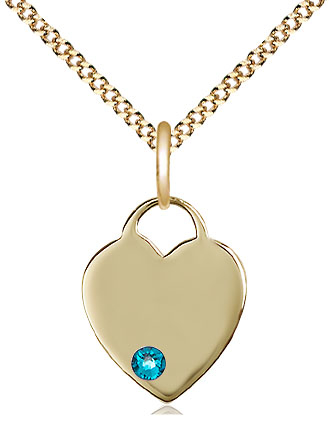 14kt Gold Filled Heart Pendant with a 3mm Zircon Swarovski stone on a 18 inch Gold Plate Light Curb chain